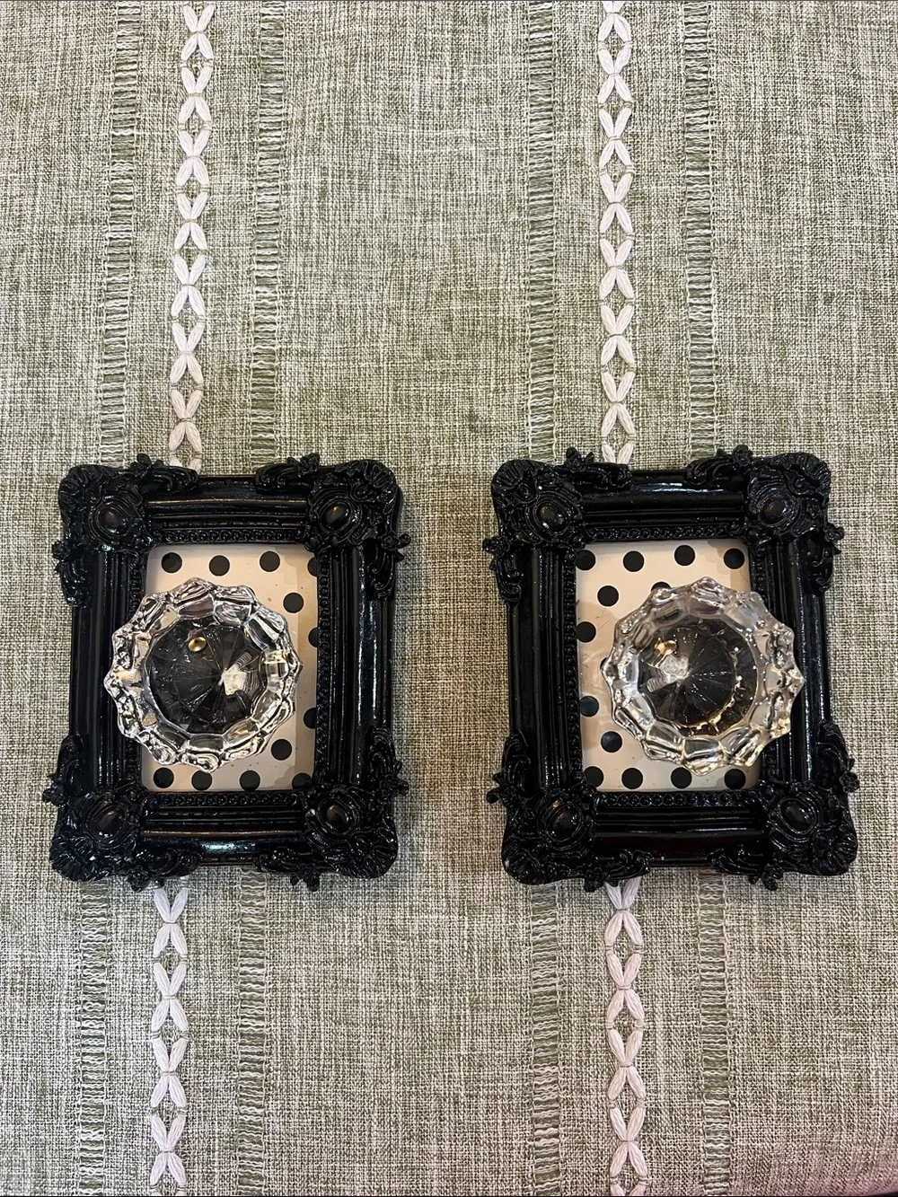 Hobby Lobby Black Ornate Wall Hook Pair with Clear Knobs
